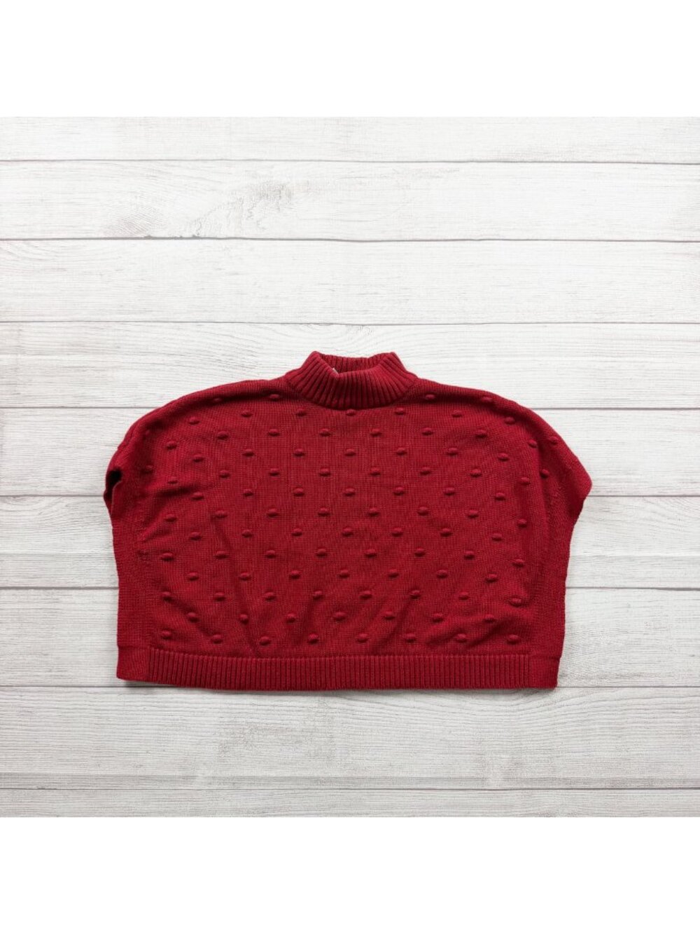 Carter’s Red Knitted Sweater Mock Neck Poncho Textured Polka Dot Popcorn 4T
